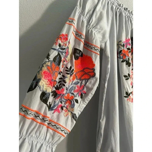 Free People Fleur Du Jour Embroidered Off Shoulder Dress Boho Floral M - Picture 8 of 16